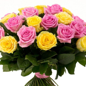 Букет из 45 розовых и желтых роз